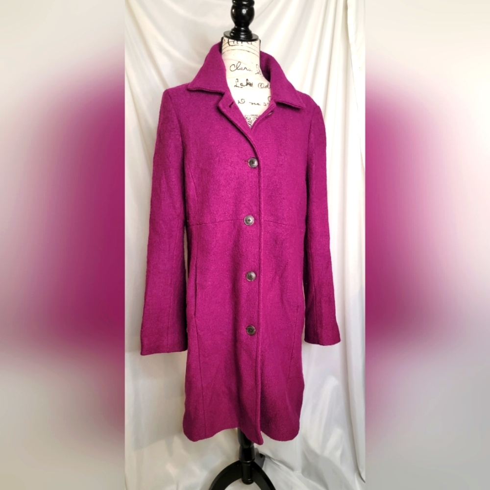 Lands End overcoat fuschia pink size 14